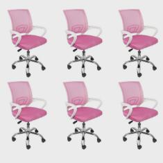 Kit 6 Cadeiras para Escritório Diretor Tela Mesh Tok 3310