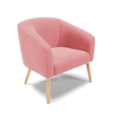 Poltrona Stella Suede Rosê Pés Palito Natural D03 - D'Rossi