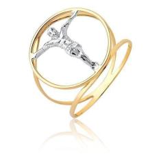 Anel Jesus Cristo Na Cruz Crucifixo Ouro Branco 18k Ab610 - MAEHLER Ar