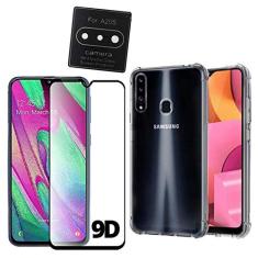 Capa Case Anti Impactos Compatível Samsung Galaxy A20s + Película 9d + Película Câmera Lente