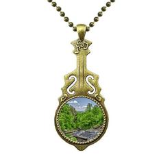 DIYthinker Corrente verde florestal ciência natureza cenário colar antigo joia música pingente