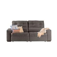 Sofá 3 Lugares Retrátil e Reclinável com Baú Lottus Suede Castanho