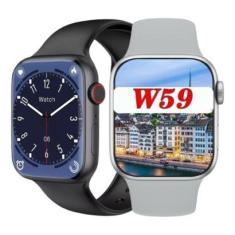 Relogio Smartwatch Pro W59 Botão Multitarefas Watchfaces Em Vídeo Faz Recebe Ligações Bluetooth-Unissex