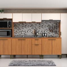 Cozinha Modulada 6 Peças Iara 300cm X 193cm X 53cm Freijó/Off White
