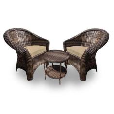 Conjunto de Poltronas Fibra Sintética Bali - 2 Poltronas + 1 Mesa Cent