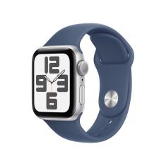 Apple Watch SE GPS • Caixa prateada de alumínio – 40 mm • Pulseira esportiva denim – M/G