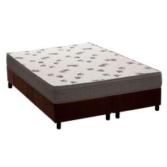 Cama Box King: Colchão Espuma D45 Ortobom Light Saúde Ortopilow + Base Crc Suede Brown(186X198)