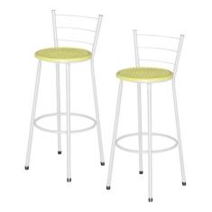 Jogo 2 Banqueta Alta Ratan Branca Retro - Lamar Design, Amarelo