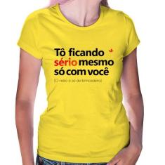 Baby Look Tô ficando sério mesmo só com você - Foca na Moda, Amarelo, 