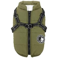 Jinpet Casaco para cães com arreio de inverno, casaco de lã para cães à prova d'água, casaco para cães com zíper, casaco de cachorro, roupas para cães pequenos com arreio refletivo para cães pequenos e médios P-4GG