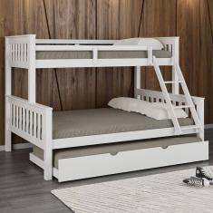 Beliche Casal/Solteiro De Madeira Com Cama Auxiliar Solteiro