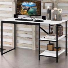 Mesa Escrivaninha Slim 2 Prateleiras Preto/branco - Art Panta