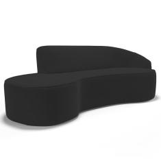 Sofá Living 3 Lugares 210cm Braço Direito Mozart D06 Veludo Preto - Mpozenato