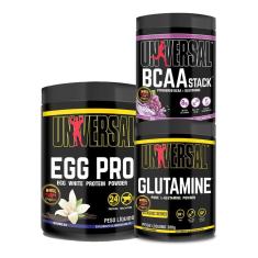 Kit Egg Pro 454g + BCAA Stack 250g + Glutamina 300g - Universal-Unissex