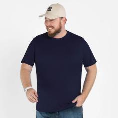 Camiseta Masculina Básica Plus Size Comfort Marinho-Masculino