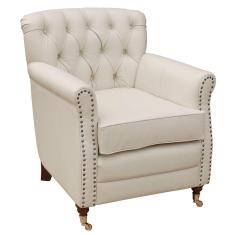 Poltrona Decorativa Sala de Estar Níger Pés Príncipe Couro Off White - Gran Belo