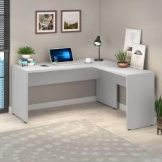 Mesa Em L Escrivaninha Home Office 150cm Cinza