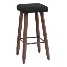 Banqueta Decorativa Alta Kiara Estofada Com Pés Em Madeira