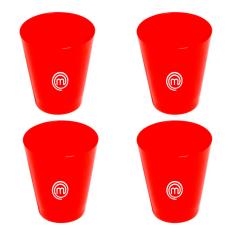 Conjunto de Copos Fresc 350ml 4 Peças Vermelho em Polipropileno MasterChef VEM