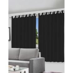 Cortina Blackout Preto Com Ilhós - 280X220Cm