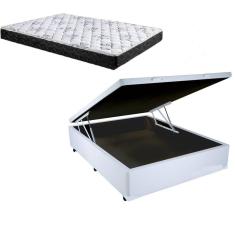 Cama Box Baú Casal Dreams Sintético Branco    + Colchão Casal Dreams Espuma D23 Com EPS 16x138x188