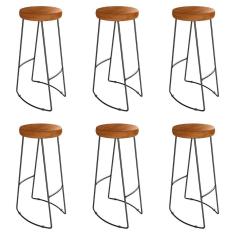 Kit 6 Banquetas Alta Astra Base Metálica - Pallazio