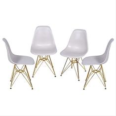 Conjunto 4 Cadeiras Eames Dkr Base Madeira Or Design Branco