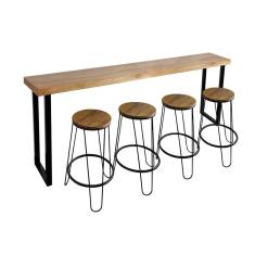 Conjunto Guatemala Mesa Aparador 200cm com 4 Banquetas Industriais Base em Ferro Preto