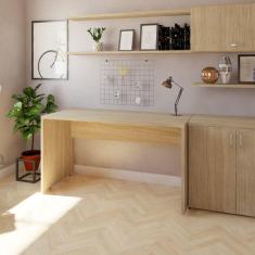 Mesa para Escritório 160cmx60cm 25mm Bramov Móveis Carvalho Mel