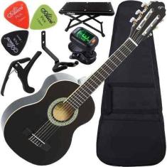 Kit Violão Giannini N6 3/4 Acústico Infantil Completo Preto
