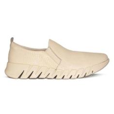 Tênis Slip On Usaflex Feminino Em Couro e Elástico Casual AK2704-Feminino