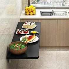 Mesa plegable de pared Mesa de cocina de pared Mesa flotante para computadora portátil Mesa de comedor Escritorio Mesa plegable para computadora hecha de madera, negro (60 x 20 cm/