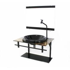 Gabinete de vidro para banheiro 60cm - mármore imperador