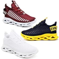 Kit 3 Tênis Trança Amarelo, Bordo e White 35