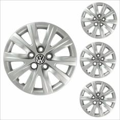 Jogo Calota Aro 14 Fox Polo 2012 2013 Volkswagen + Emblema Resinado - 