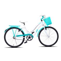 Bicicleta Retro Infantil Aro 24 Forss Hello Turquesa, Branco, Turquesa