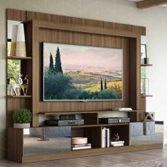 Rack Estante c/ Painel TV 65" e Espelho Oslo Multimóveis Madeirado/Bra