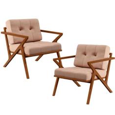 Kit 02 Poltronas Decorativas Sala de Estar com Cintas de Corano Laís B