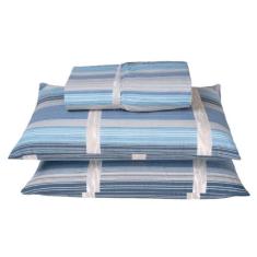 Jogo de Lençol Casal 180 fios Dia a Dia Azul Listrado Valle Enxovais 3