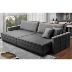 Sofá Retrátil e Reclinável 2,30m Karina Veludo Cinza Madelina Decor