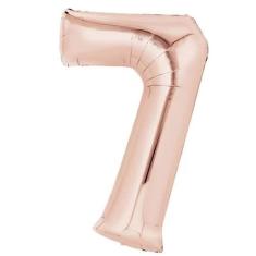 Balão Metalizado Rose Gold Número 7 - 70cm - Mundo Bizarro