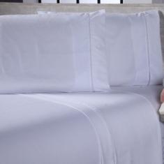 Jogo de Cama Lençol Casal Queen Sofist Ponto Palito 400 Fios Toque Mac