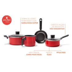 Jogo de Panelas Brinox Garlic 4 Peças Vermelho