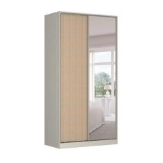 Guarda-Roupa Solteiro com Espelho Tunas IV 2 PT 3 GV Branco e Noce - E