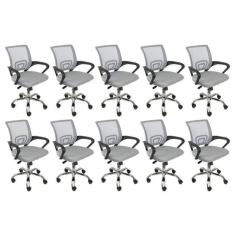 Conjunto 10 Cadeiras para Escritório Diretor Giratória Tok OR Design Cinza