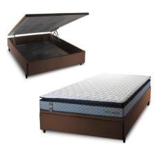 Conjunto Box Baú Chicago Cinza 138x188x64 Espuma D33 - King House