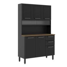 Cozinha Compacta Bertolini Estilo 6 Portas 2 Gavetas em Aço Grafite