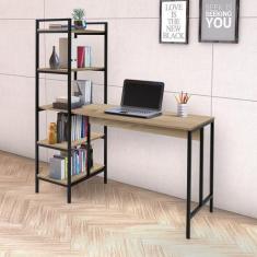 Escrivaninha Mesa Escritório com Estante 5 Prateleiras Conect - Ciplaf