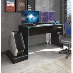 Escrivaninha Mesa Escritório Gamer 1 Gaveta Com Suporte para Gabinete,