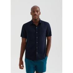 Camisa Básica Hering Manga Curta Slim Em Linho Masculina-Masculino